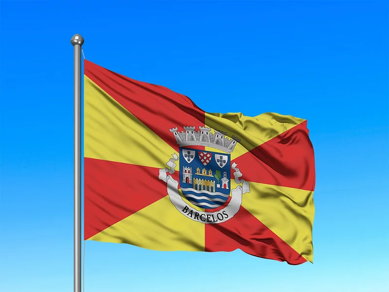 Bandeira do Município de Barcelos em mastro