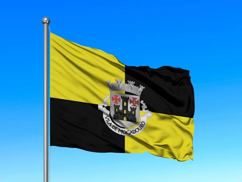 Bandeira do Município de Mogadouro em mastro