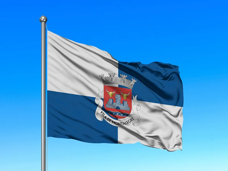 Bandeira do Município de Montalegre em mastro
