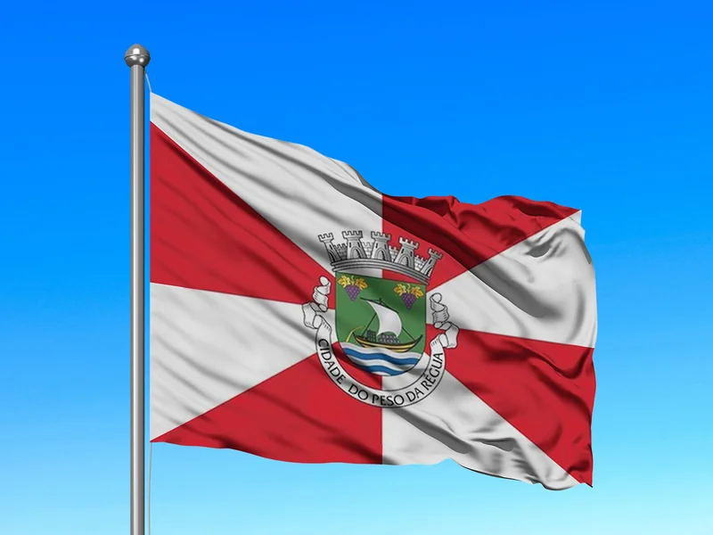 Bandeira do Município de Peso da Régua em mastro