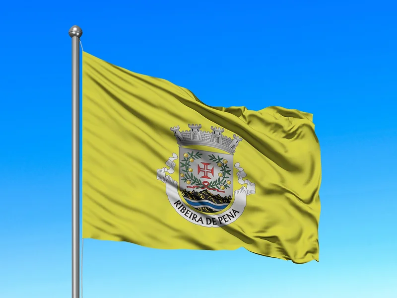 Bandeira do Município de Ribeira de Pena em mastro