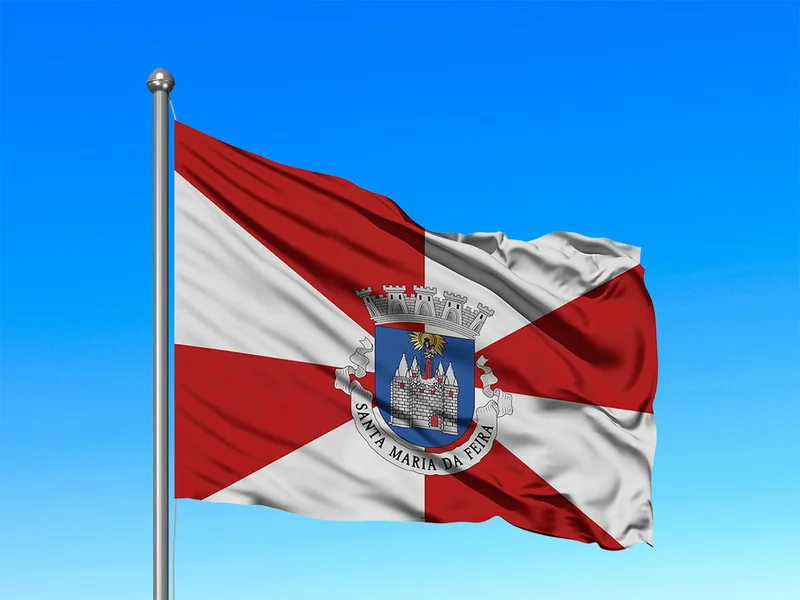 Bandeira do Município de Santa Maria da Feira em mastro
