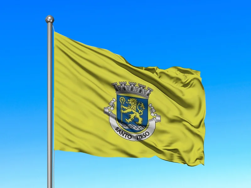 Bandeira do Município de Santo Tirso em mastro