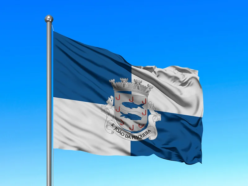 Bandeira do Município de São João da Pesqueira em mastro