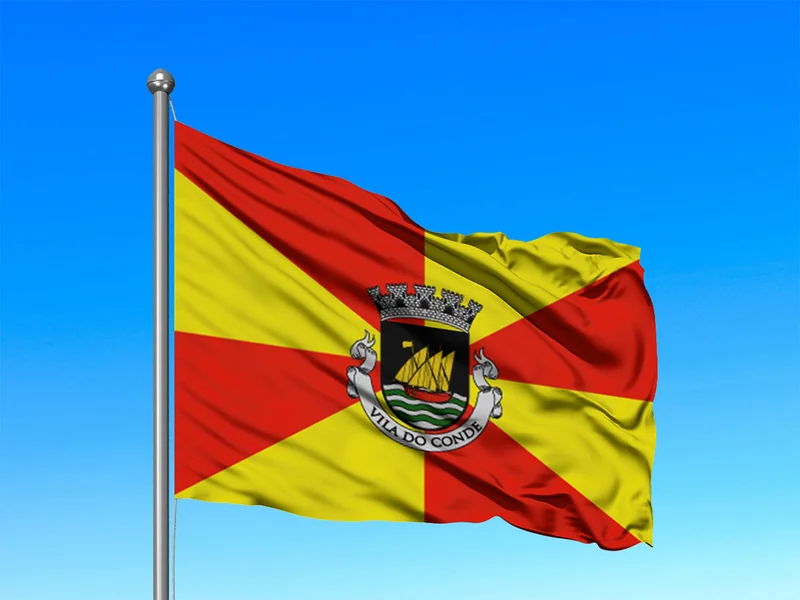 Bandeira do Município de Vila do Conde em mastro