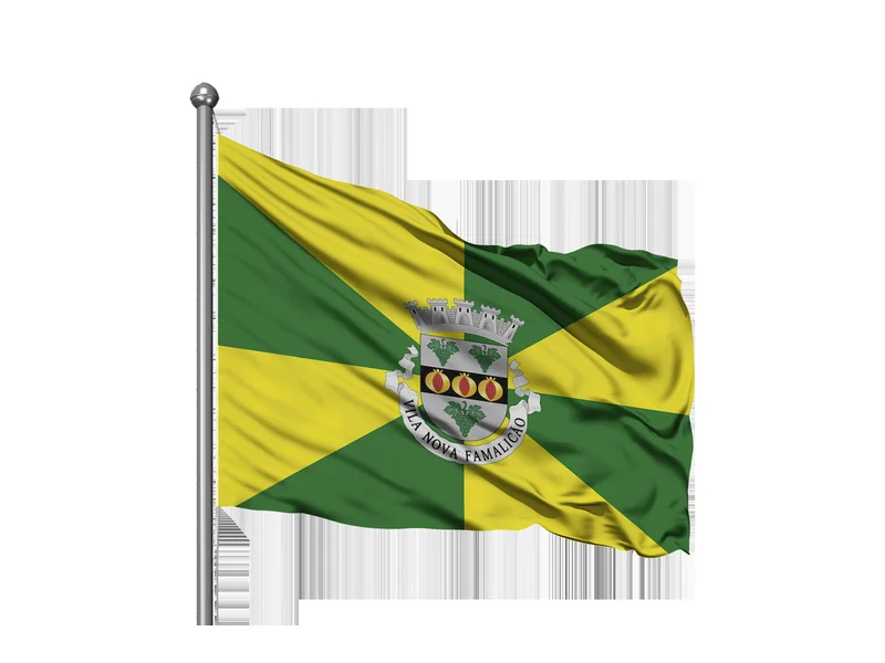 Bandeira do Município de Vila Nova de Famalicão em mastro