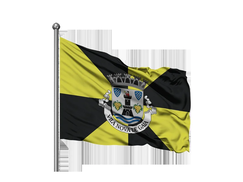 Bandeira do Município de Vila Nova de Gaia em mastro