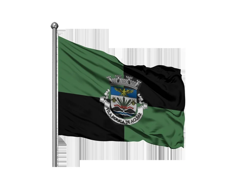 Bandeira do Município de Vila Pouca de Aguiar em mastro