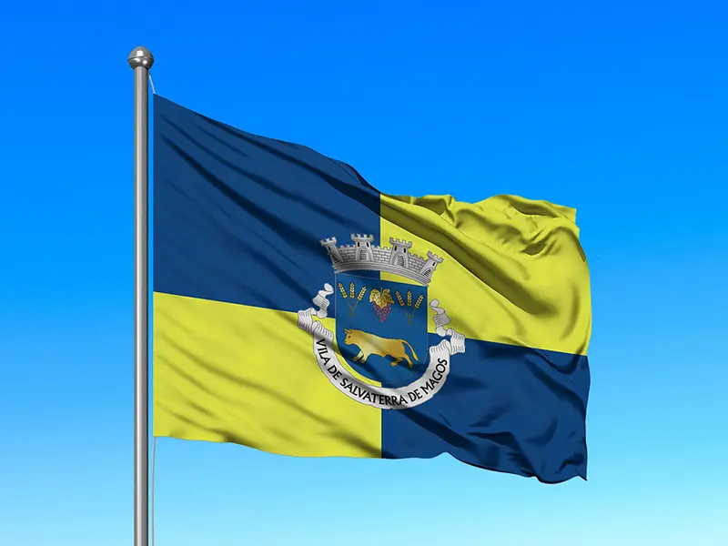 Bandeira do Município de Salvaterra de Magos em mastro