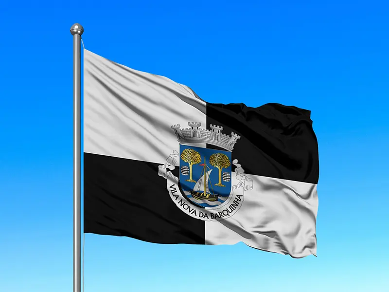 Bandeira do Município de Vila Nova da Barquinha em mastro