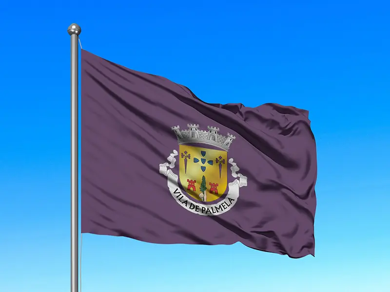 Bandeira do Município de Palmela em mastro
